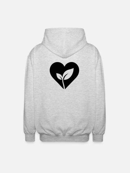 Gardener heart with plant - Unisex Hooded Jacket - light heather grey