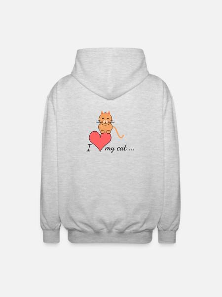 I love my cat... - Unisex Hooded Jacket - light heather grey