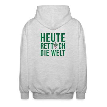 Vegan Vegetarier Sprüche Veganer Lustiger Spruch - Unisex Kapuzenjacke - Hellgrau meliert - Hinten - AI Model Male 185 light (185cm)