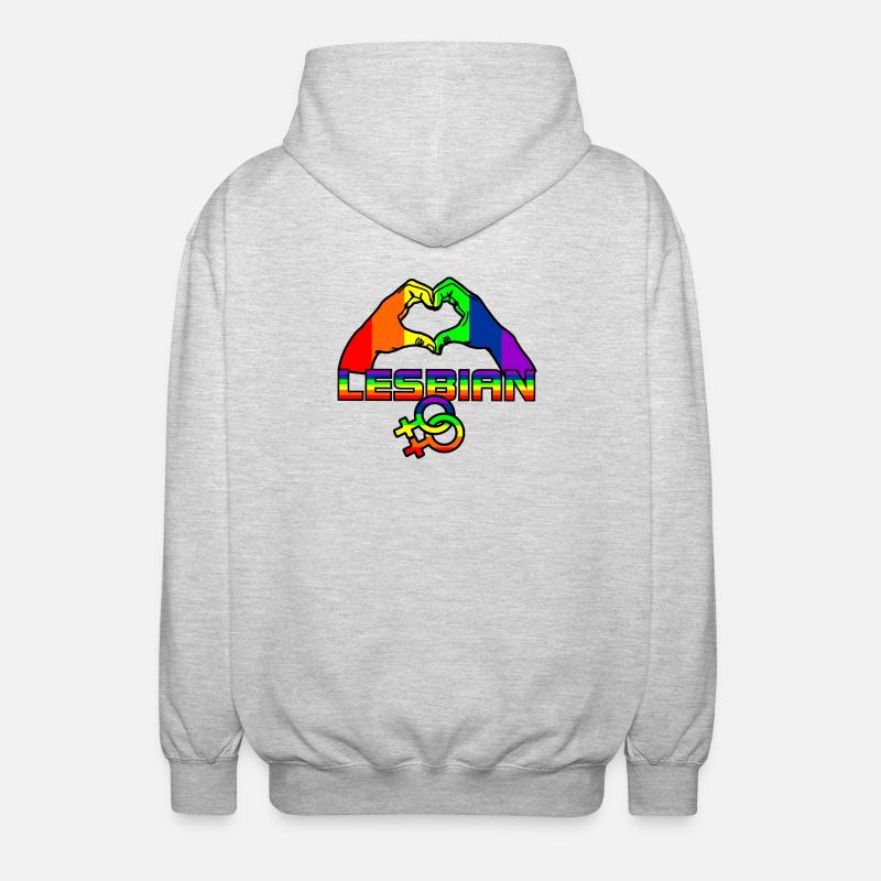 Regenbogen lesbies stolzes Logo 4 - Unisex Kapuzenjacke - Hellgrau meliert
