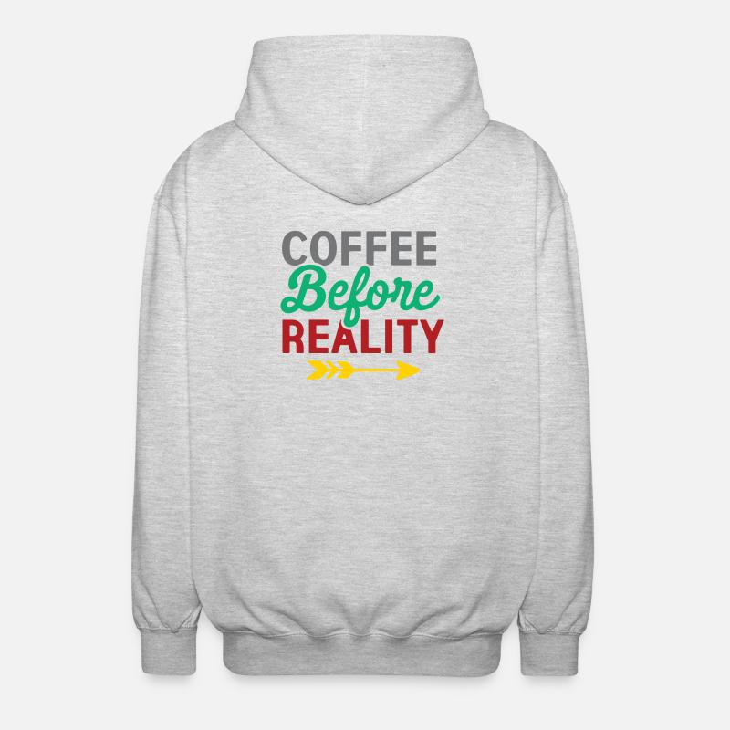 Coffee Before Reality - Unisex Hooded Jacket - light heather grey