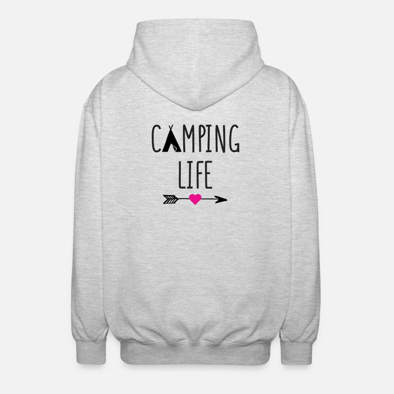 Leben auf dem Campingplatz - Unisex Kapuzenjacke - Hellgrau meliert
