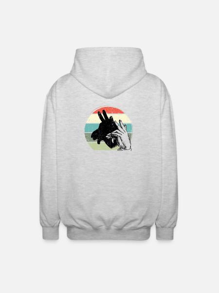 Giraffe Silhouette Retro Sunset - Unisex Hooded Jacket - light heather grey