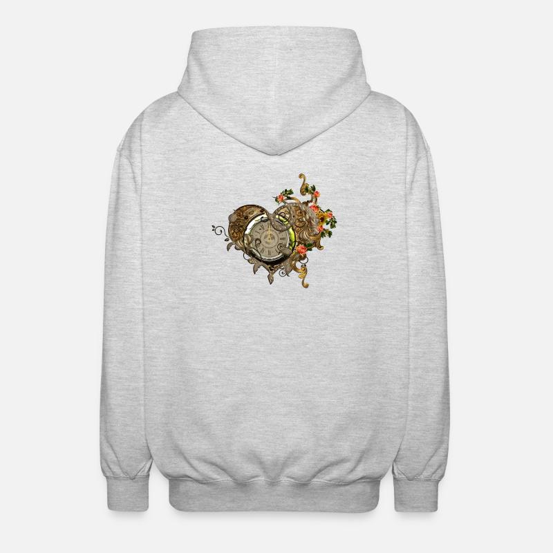 Wunderbare Steampunk-Uhr - Unisex Kapuzenjacke - Hellgrau meliert