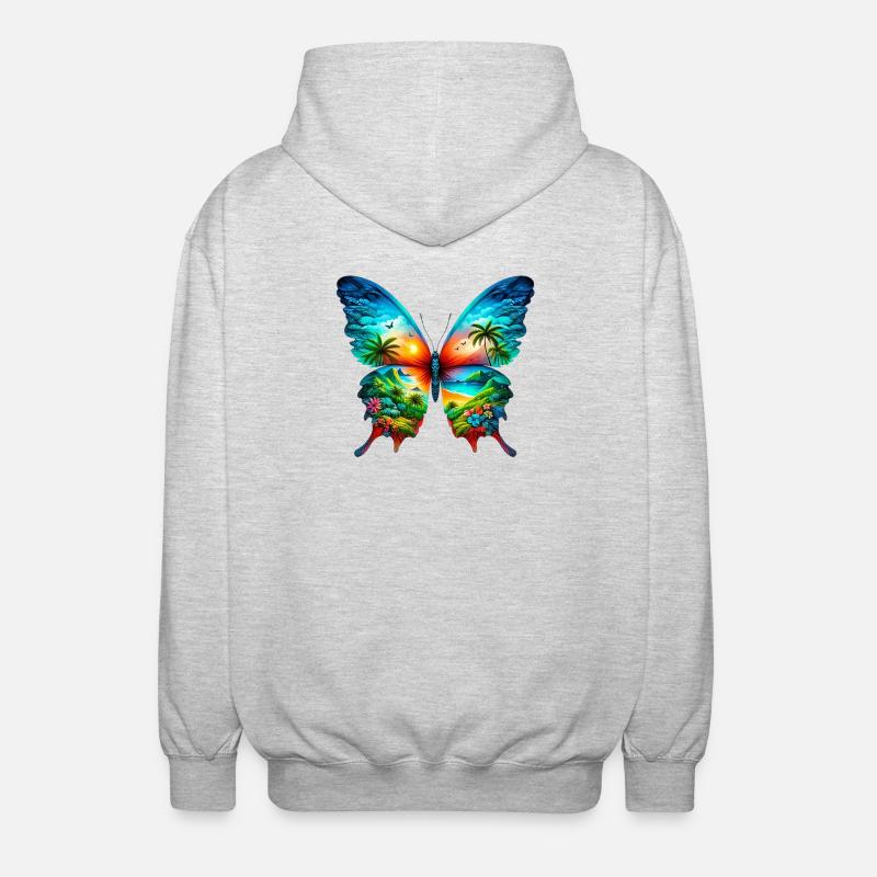 Papillon - Veste à capuche unisexe - gris clair chiné
