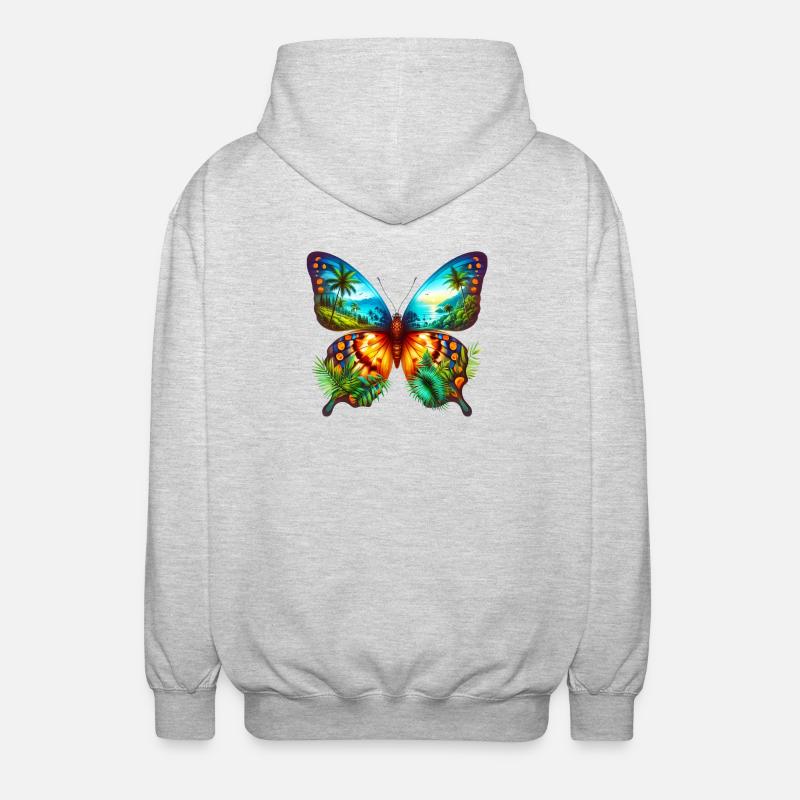 Papillon - Veste à capuche unisexe - gris clair chiné