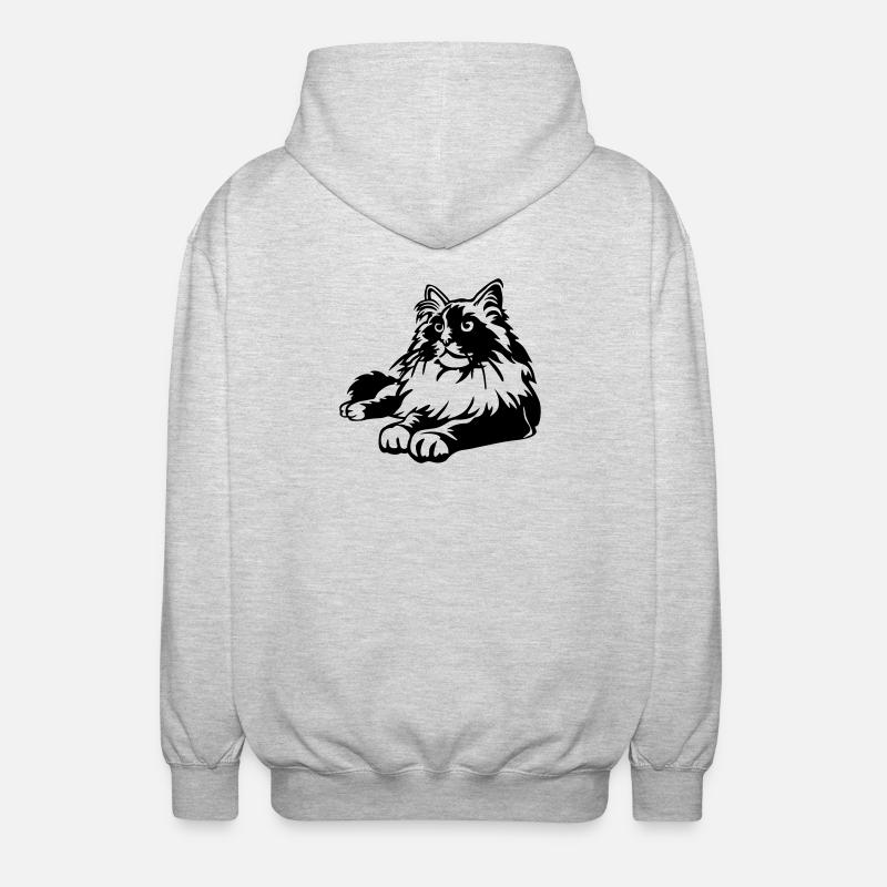 Chat Ragdoll - Veste à capuche unisexe - gris clair chiné