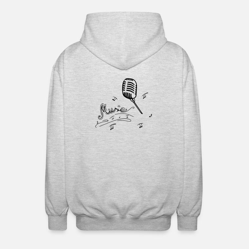 Retro microphone with music notes - Unisex Hooded Jacket - light heather grey