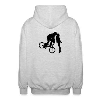 Kuss - Unisex Kapuzenjacke - Hellgrau meliert - Hinten - AI Model Male 185 light (185cm)