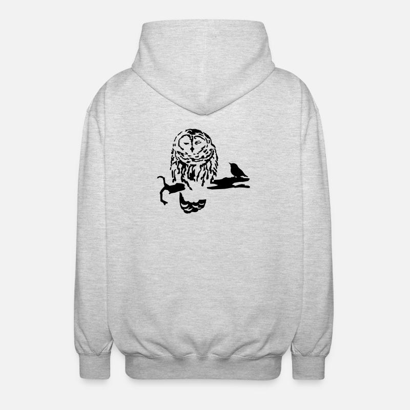 Eule - Unisex Kapuzenjacke - Hellgrau meliert