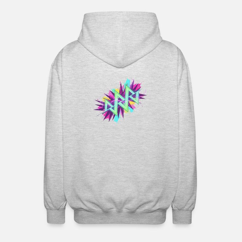 Graffiti en zigzag néon - Veste à capuche unisexe - gris clair chiné