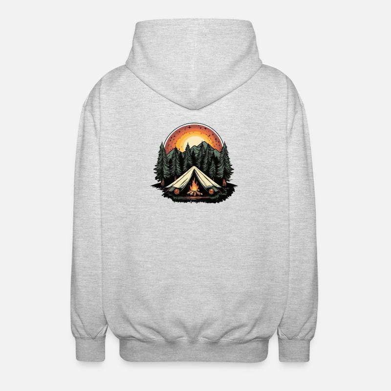 Tente de camping forêt - Veste à capuche unisexe - gris clair chiné