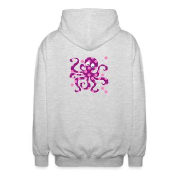 Nursery rose Octopus Dots Squid - Veste à capuche unisexe - gris clair chiné - Dos - AI Model Male 185 light (185cm)