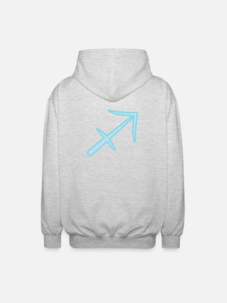 Sagittarius Zodiac Sign Symbol Pastel Blue - Unisex Hooded Jacket - light heather grey