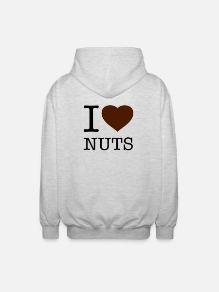 I LOVE NUTS Nüsse - Unisex Hooded Jacket - light heather grey