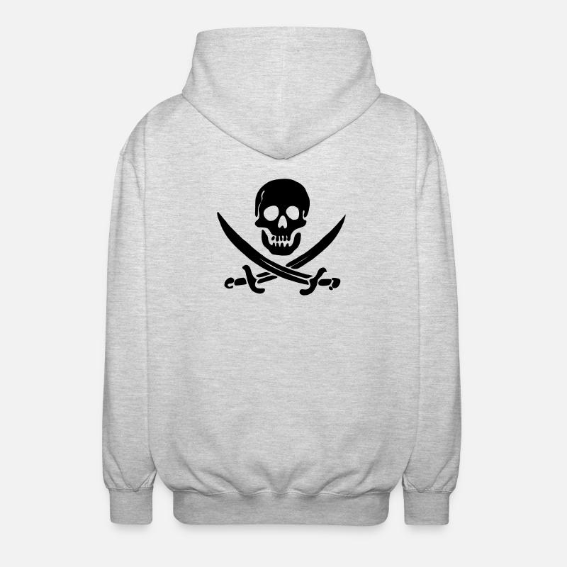 Crâne de crâne de drapeau pirate - Veste à capuche unisexe - gris clair chiné