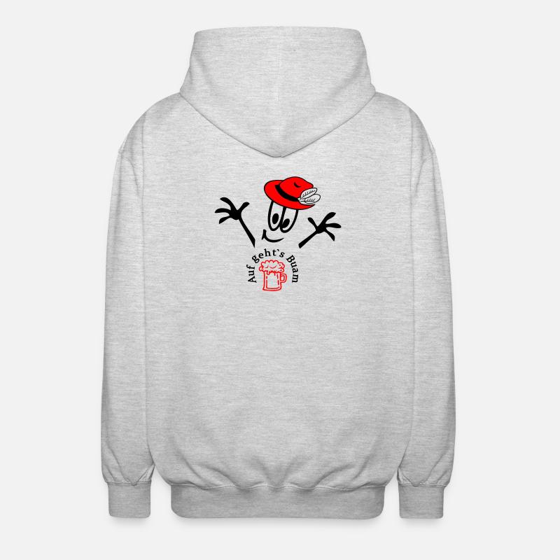 Auf geht's Buam, Comic - Unisex Kapuzenjacke - Hellgrau meliert