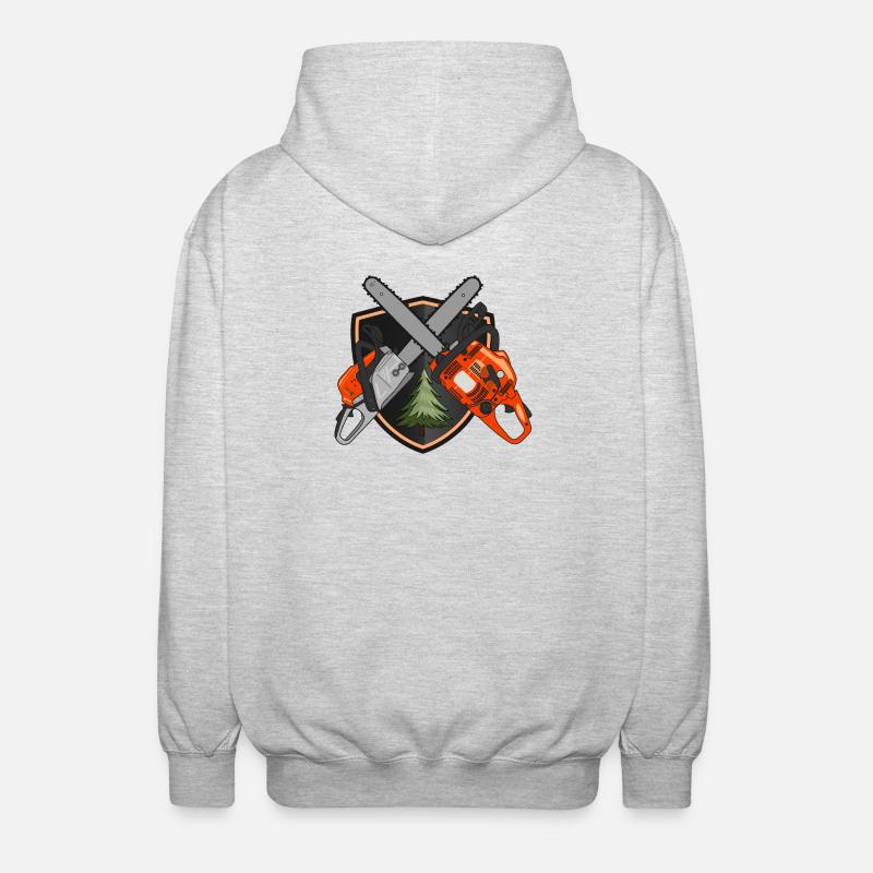 Chainsaws on shield - Unisex Hooded Jacket - light heather grey