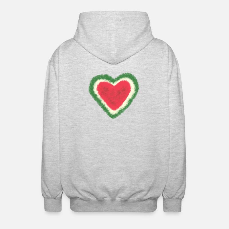 Melone, Wassermelone, Aquarell, Herz - Unisex Kapuzenjacke - Hellgrau meliert