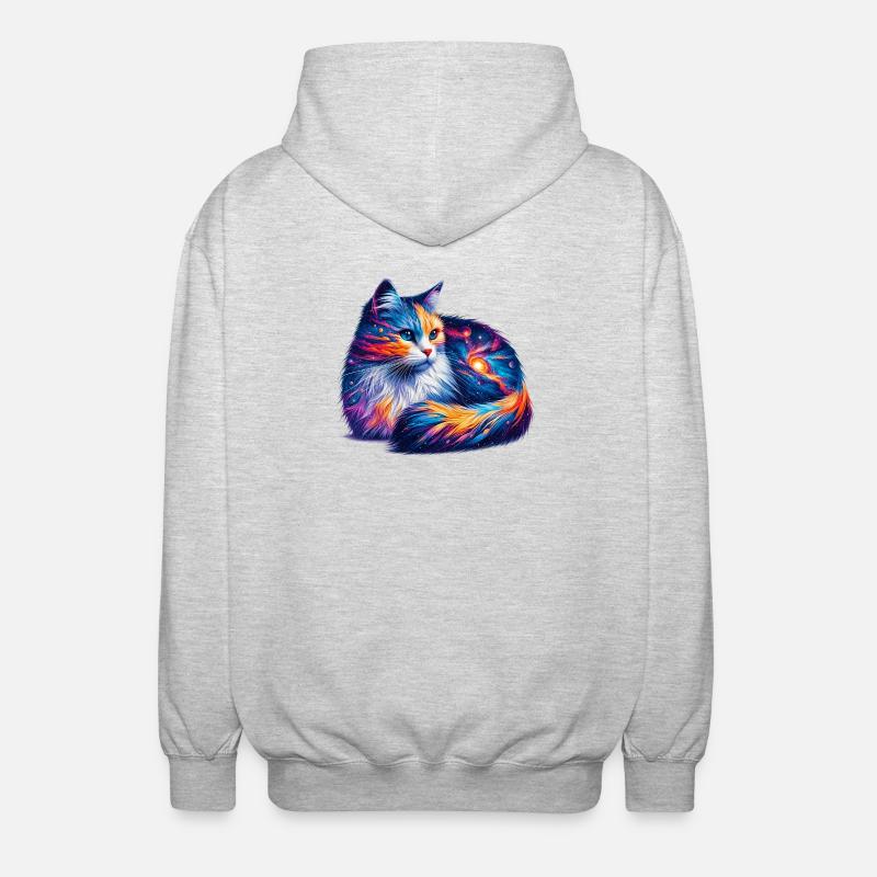 Katze - Unisex Kapuzenjacke - Hellgrau meliert