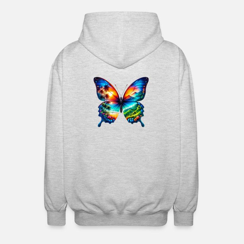 Papillon - Veste à capuche unisexe - gris clair chiné