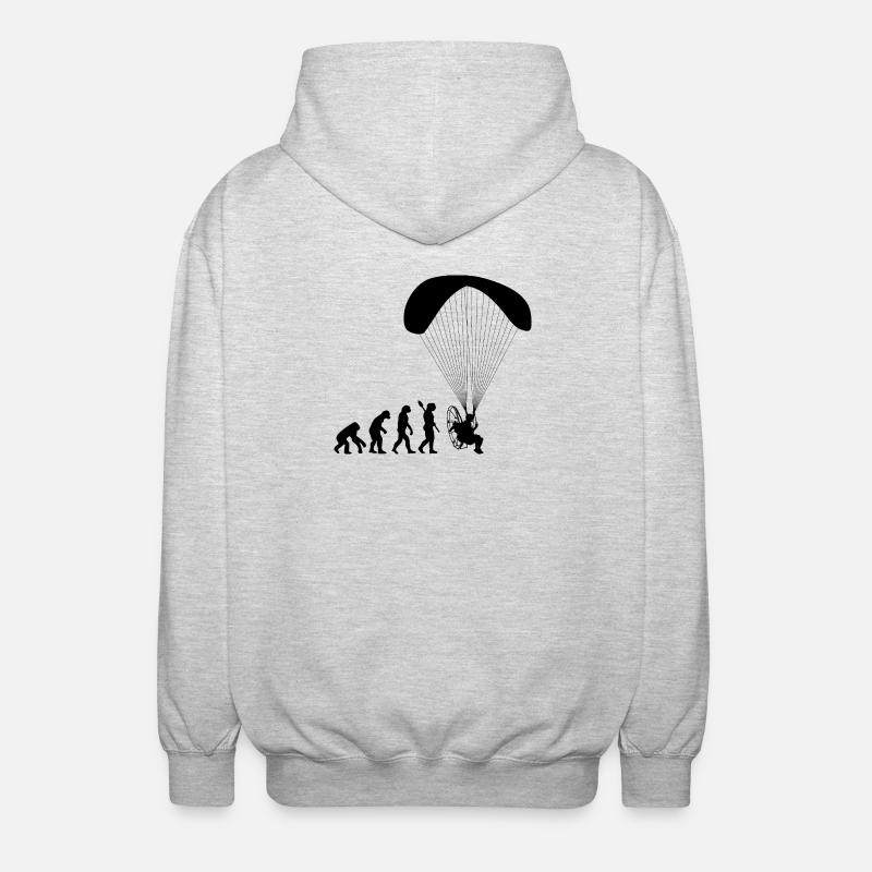 Paramotoring Human Evolution Funny - Unisex Hooded Jacket - light heather grey