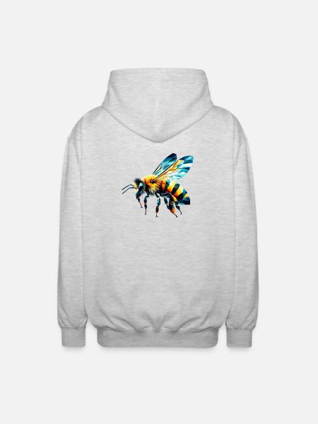 Polygonal Bee - Unisex Hooded Jacket - light heather grey