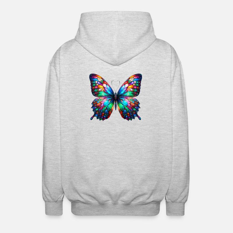 Schmetterling - Unisex Kapuzenjacke - Hellgrau meliert