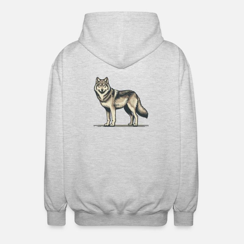 Wolf - Unisex Kapuzenjacke - Hellgrau meliert