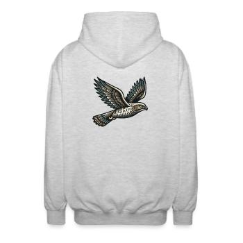 Hawk - Unisex Hooded Jacket - light heather grey - Back - AI Model Male 185 light (185cm)