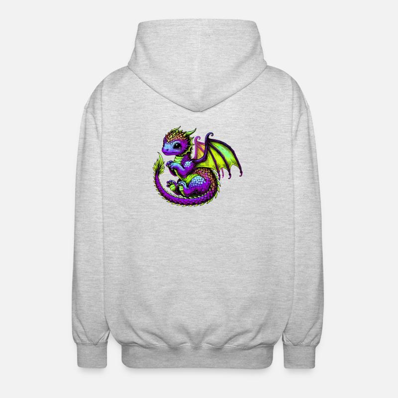 Drache - Unisex Kapuzenjacke - Hellgrau meliert