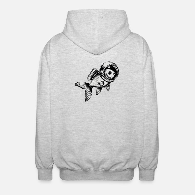 Fisch im Weltraum - Cooles Astonomy-Logo - Unisex Kapuzenjacke - Hellgrau meliert