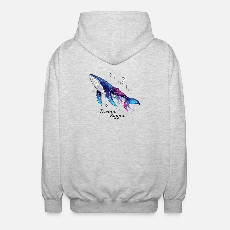 Dream Bigger Wal - Unisex Kapuzenjacke - Hellgrau meliert
