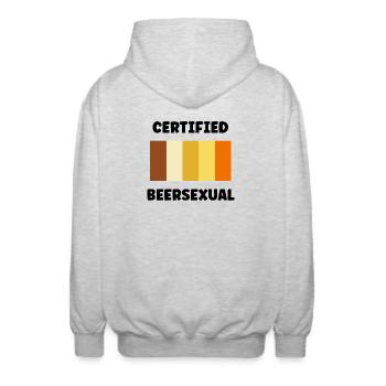 Beersexual - Unisex Hooded Jacket - light heather grey - Back - AI Model Male 185 light (185cm)