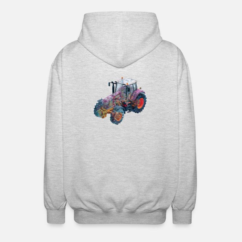 CAD-Röntgen-Traktor Farbenspiel Illustration - Unisex Kapuzenjacke - Hellgrau meliert
