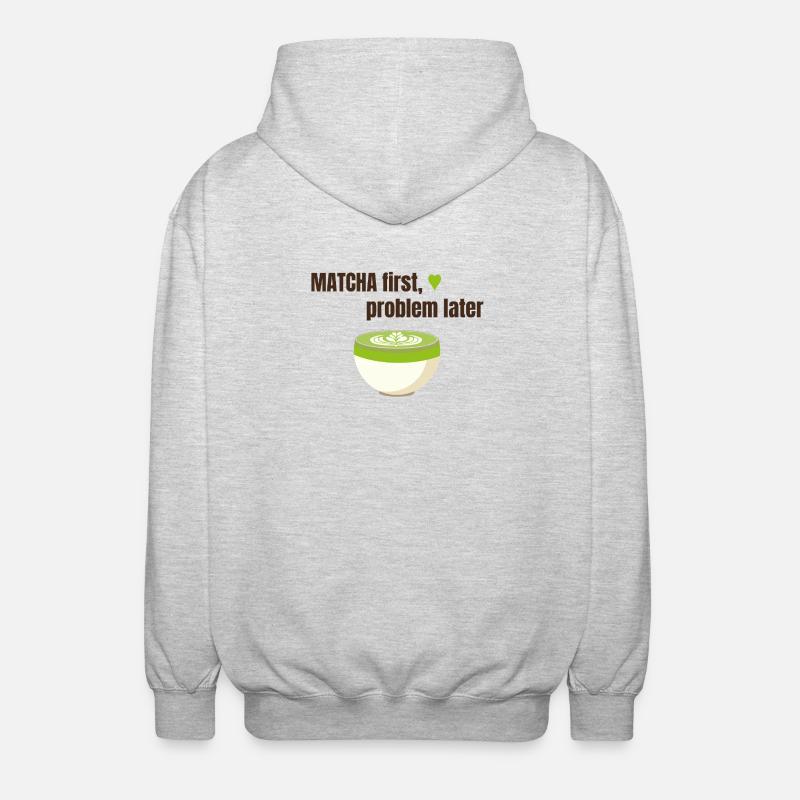 Matcha first, problem later - Unisex Hooded Jacket - light heather grey