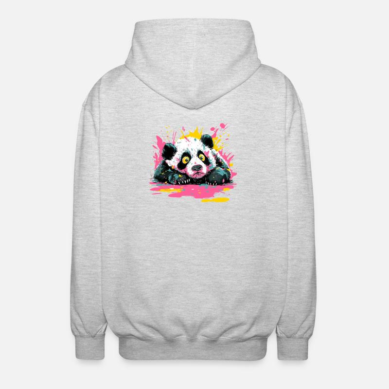 Panda Splash Pop Art Paint Splash - Unisex Hooded Jacket - light heather grey
