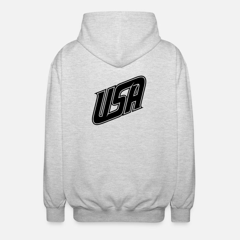 USA  Logo - Farbe variabel - Unisex Kapuzenjacke - Hellgrau meliert