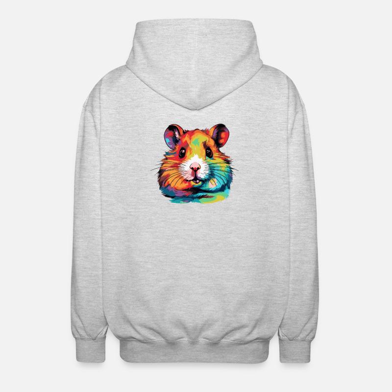 Farbexplosion Hamsterportrait - Unisex Kapuzenjacke - Hellgrau meliert