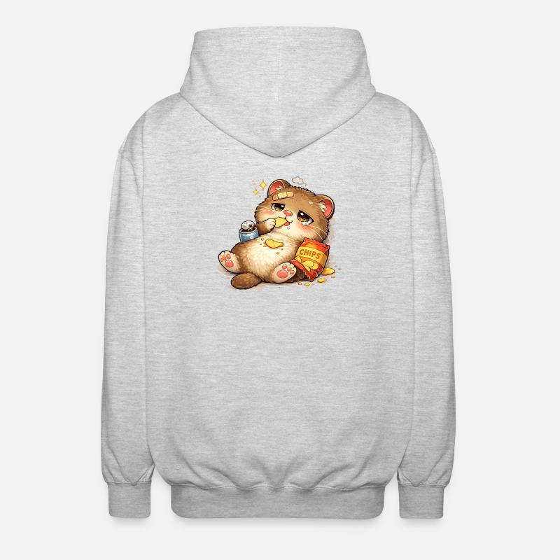 Chat amoureux des biscuits - Veste à capuche unisexe - gris clair chiné