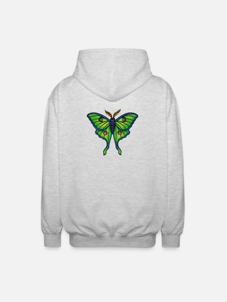 Fleur ailée de papillon vert néon - Veste à capuche unisexe - gris clair chiné