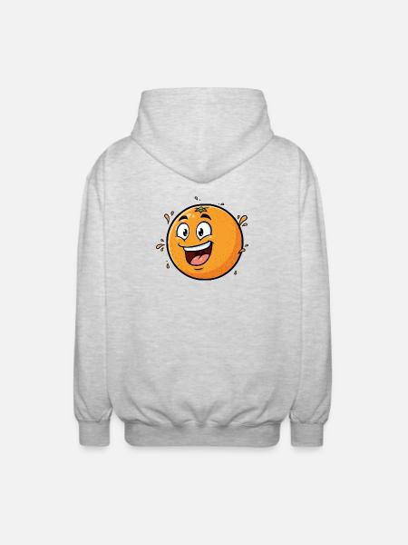 Cheerful Orange Caricature - Unisex Hooded Jacket - light heather grey