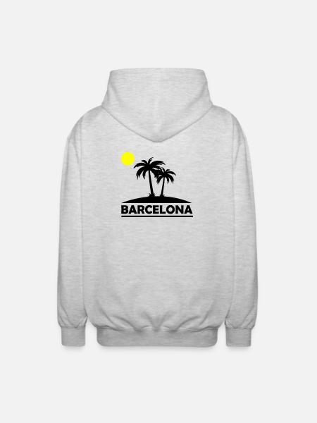 Barcelona Strand - Unisex Kapuzenjacke - Hellgrau meliert