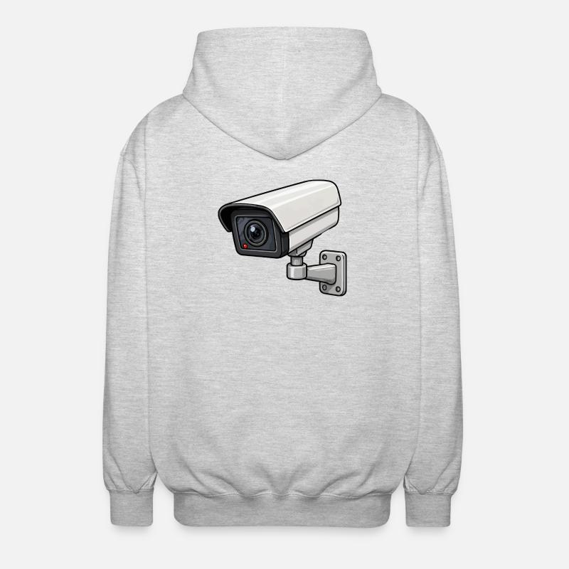 Security Camera Illustration - Unisex Hooded Jacket - light heather grey