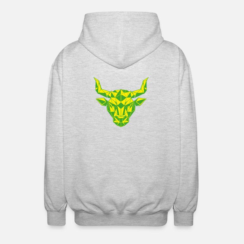 Signe géométrique de Taureau jaune vert - Veste à capuche unisexe - gris clair chiné