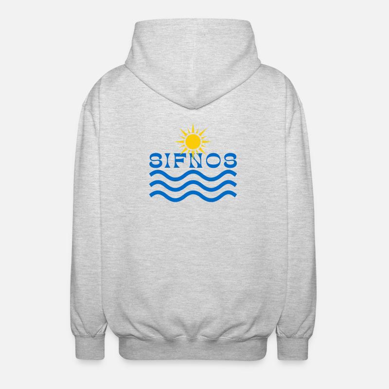 Sifnos Sun and Waves Emblem - Unisex Hooded Jacket - light heather grey