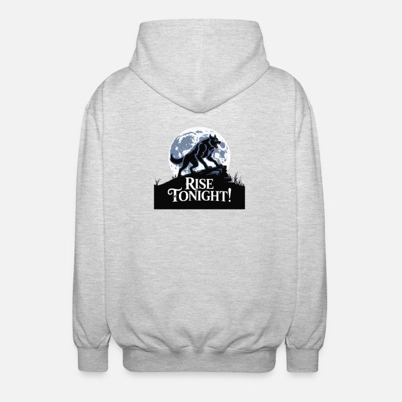 Lone Wolf Rise Tonight Moon Graphic - Unisex Hooded Jacket - light heather grey
