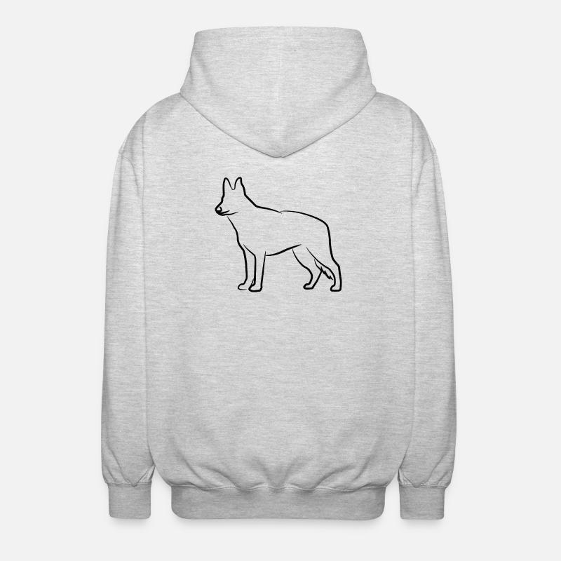 German Shepherd Sketch - Unisex Hooded Jacket - light heather grey