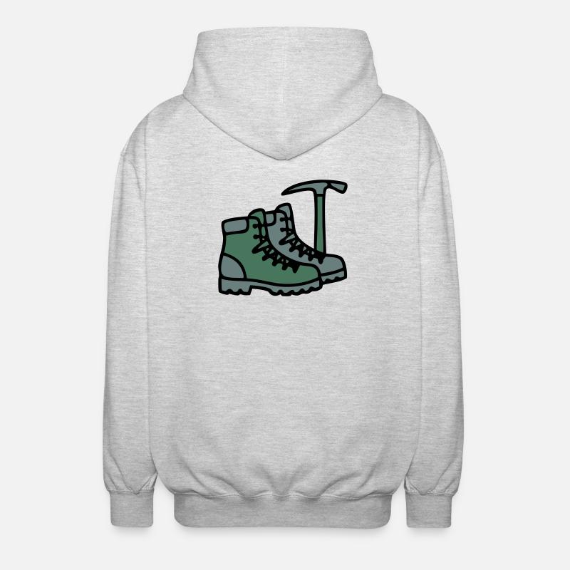 Wanderschuhe Eispickel Bergsteiger Alpen Wanderer - Unisex Hooded Jacket - light heather grey