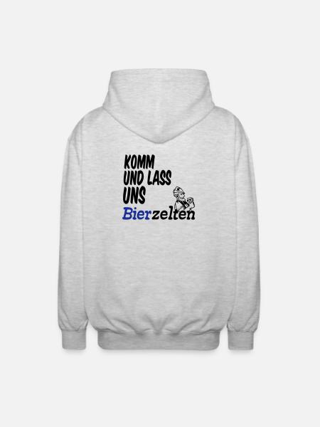 Bierzelt,Bier,Sprüche,Geschenk - Unisex Kapuzenjacke - Hellgrau meliert